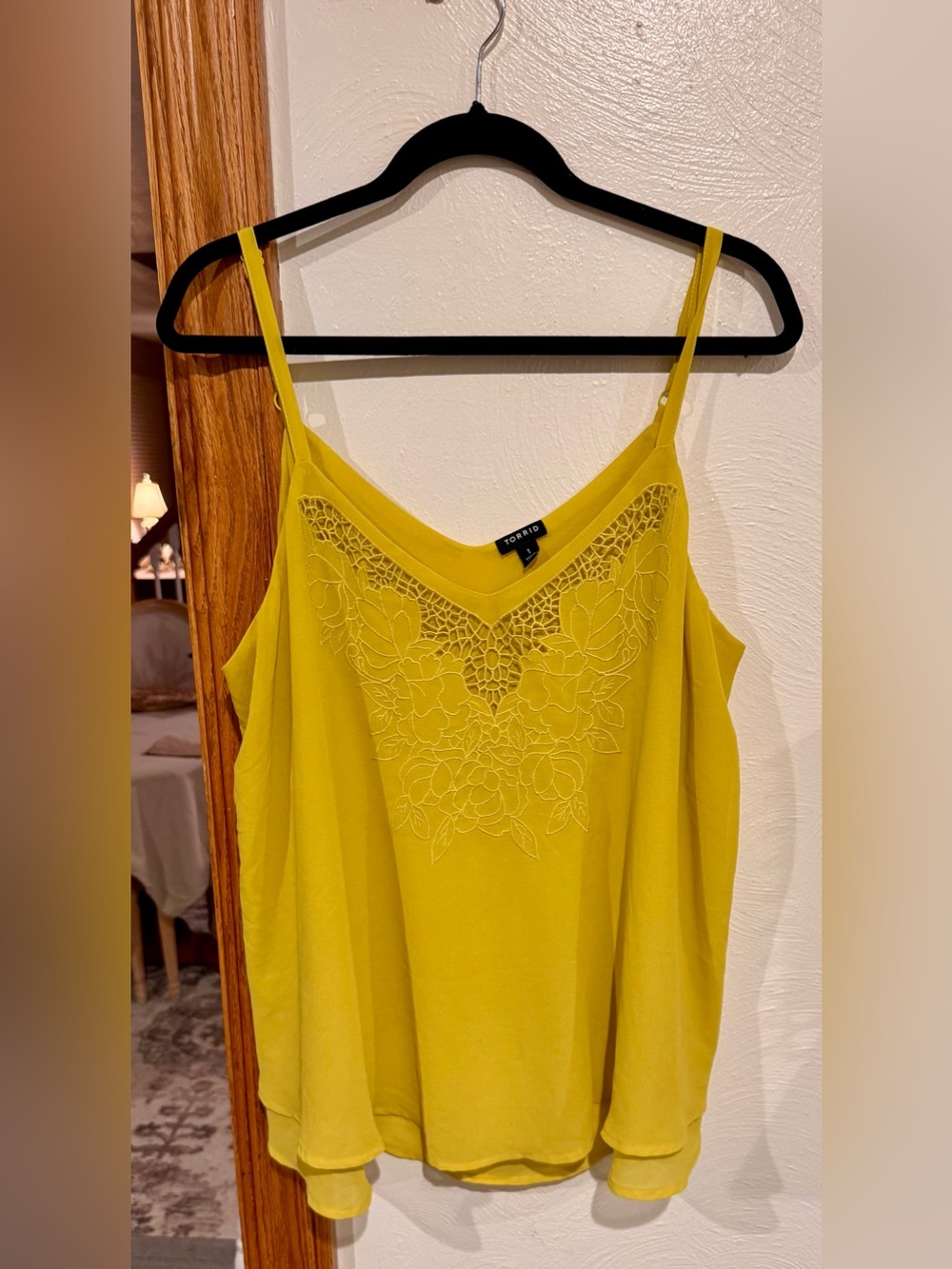 torrid Yellow Lace-Embroidered Spaghetti Strap Cami